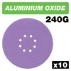 AB/225/240A - Aluminium Oxide Random Orbital Sanding Disc 240 Grit 225mm 10pc -ToolMaster Shop ab 225 240a main graphic