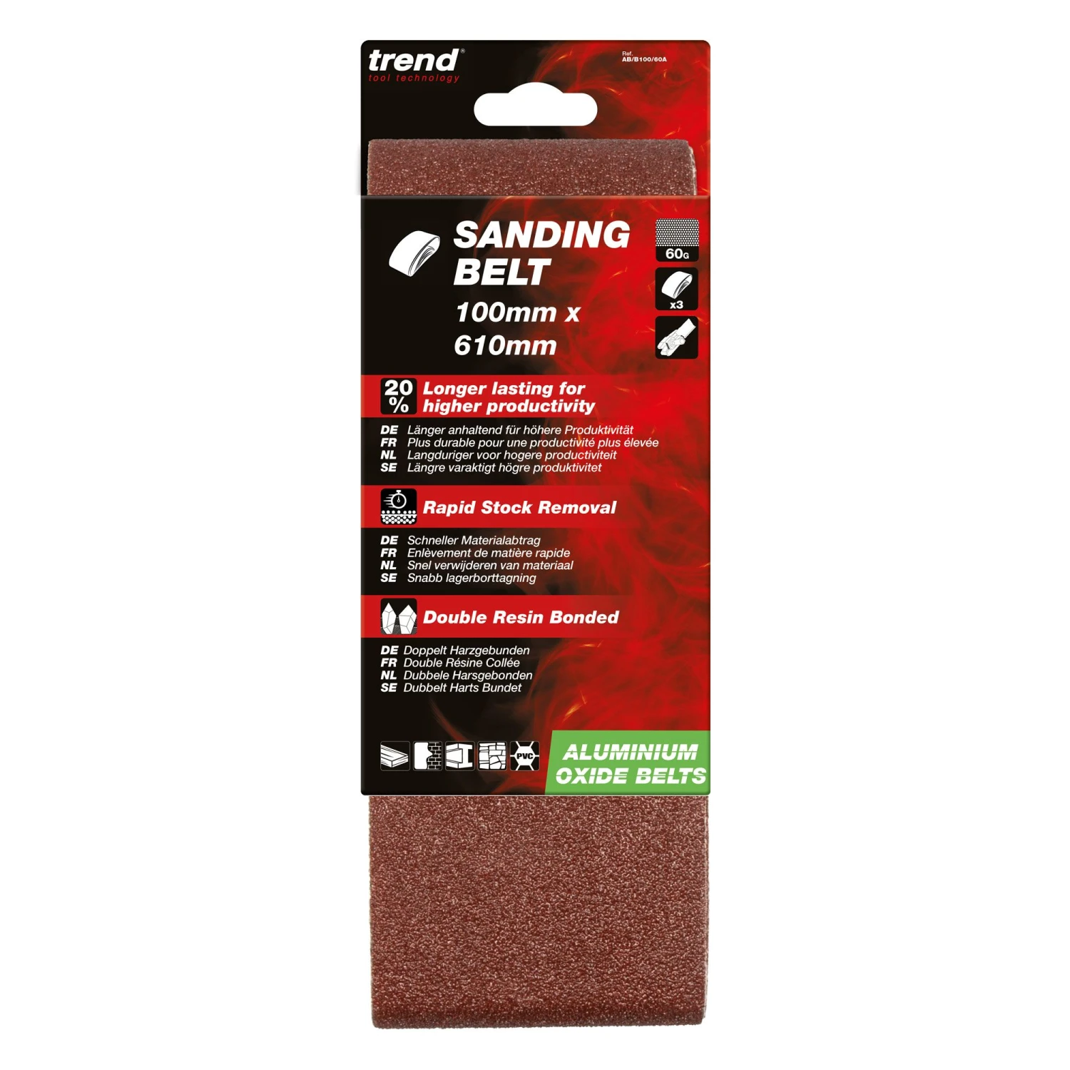 AB/B100/60A - Aluminium Oxide Sanding Belt 60 Grit 100mm X 610mm 3pc 13 AB/B100/60A - Aluminium Oxide Sanding Belt 60 Grit 100mm X 610mm 3pc - Image 11