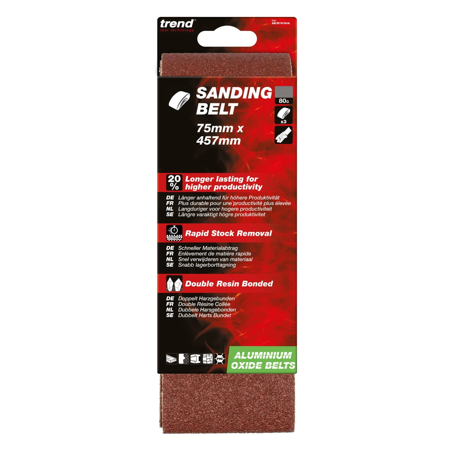 AB/B75A/80A - Aluminium Oxide Sanding Belt 80 Grit 75mm X 533mm 3pc 13 AB/B75A/80A - Aluminium Oxide Sanding Belt 80 Grit 75mm X 533mm 3pc - Image 11