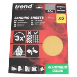 AB/S230/40A - 230 X 280mm 40 Grit Aluminium Oxide Sanding Sheets, 5 Pack -ToolMaster Shop ab s230 40a pack