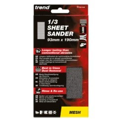 AB/THD/120M - Mesh 1/3 Sheet Sanding Sheet 5pc 93mm X 190mm 120 Grit -ToolMaster Shop ab thd 120m pack
